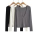 Backless solid color long sleeved T-shirt