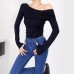 Backless solid color long sleeved T-shirt