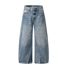 Straight Jeans with Pentagon Design for Men and Women Slimming Loose Fit Casual 3D Long Pants