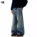 Straight Jeans with Pentagon Design for Men and Women Slimming Loose Fit Casual 3D Long Pants