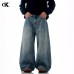 Straight Jeans with Pentagon Design for Men and Women Slimming Loose Fit Casual 3D Long Pants