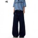 Blue Skinny Jeans for Men and Women Simple Aged Straight Leg Wide-Leg Banana Casual Long Pants