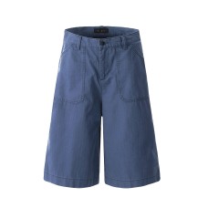 Denim Seven-Quarter Pants for Men and Women Slimming Loose A-Line Straight Leg Cargo Shorts