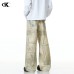 Printed Shell Pattern Denim Pants for Men and Women SSlimming Loose Fit Casual Wide Leg Trousers