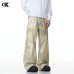 Printed Shell Pattern Denim Pants for Men and Women SSlimming Loose Fit Casual Wide Leg Trousers