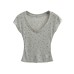 Thin polka dot slightly transparent V-neck Tencel short sleeved top for women