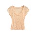 Thin polka dot slightly transparent V-neck Tencel short sleeved top for women