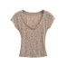 Thin polka dot slightly transparent V-neck Tencel short sleeved top for women