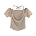 Hanging neck swinging collar short sleeved top