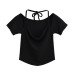 Hanging neck swinging collar short sleeved top