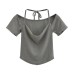 Hanging neck swinging collar short sleeved top