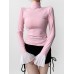 Splicing flared sleeve top for women