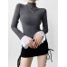 Splicing flared sleeve top for women