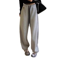 Velvet Casual Sports Sweatpants Women Drawstring High Waist Slim Snowproof All-match Cuffed Pants