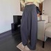 Herringbone Cuffed Two-Way Lazy Style Woolen Casual Wide-Leg Pants for Women High-Waist Slimming Straight Long Trousers