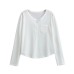 Small round neck half open collar long sleeved top for women