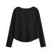 Small round neck half open collar long sleeved top for women
