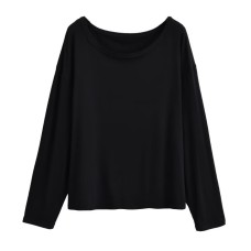 Solid color pullover long sleeved round neck loose casual women
