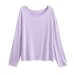 Solid color pullover long sleeved round neck loose casual women