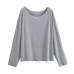 Solid color pullover long sleeved round neck loose casual women