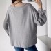 Solid color pullover long sleeved round neck loose casual women
