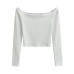 One shoulder patchwork lace backless long sleeved shirt