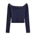 One shoulder patchwork lace backless long sleeved shirt