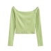 One shoulder patchwork lace backless long sleeved shirt