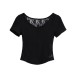 Lace patchwork back see through short sleeved T-shirt short top