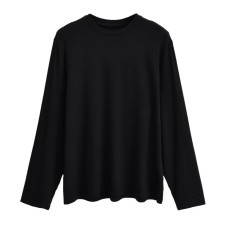 Solid color pullover long sleeved small round neck loose fitting women's T-shirt