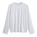Solid color pullover long sleeved small round neck loose fitting women's T-shirt