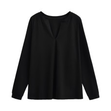 Solid color pullover long sleeved round neck loose casual