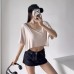 One neck loose short casual cover shirt