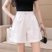 Cotton Elastic Shorts Women's Casual High Waist A-Line Wide Leg Four-Quarter Pants for Summer Thin and Slimming