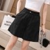 Cotton Elastic Shorts Women's Casual High Waist A-Line Wide Leg Four-Quarter Pants for Summer Thin and Slimming