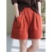 Simple Cotton Shorts Women  Casual Versatile Solid Color Wide Leg Pants High Waist Loose Slimming Five-Point Trousers