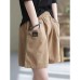 Simple Cotton Shorts Women  Casual Versatile Solid Color Wide Leg Pants High Waist Loose Slimming Five-Point Trousers