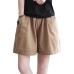 Simple Cotton Shorts Women  Casual Versatile Solid Color Wide Leg Pants High Waist Loose Slimming Five-Point Trousers