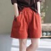 Simple Cotton Shorts Women  Casual Versatile Solid Color Wide Leg Pants High Waist Loose Slimming Five-Point Trousers