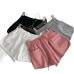 Casual Sports Shorts for Women High-Waisted Loose Drawstring Straight Leg Wide-Leg Three-Quarter Length Hot Pants
