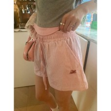 Pure Desire Style Embroidered Striped Casual Shorts Elastic Tied Loose Large Size All-match Home Pants