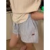 Pure Desire Style Embroidered Striped Casual Shorts Elastic Tied Loose Large Size All-match Home Pants