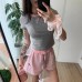 Pure Desire Style Embroidered Striped Casual Shorts Elastic Tied Loose Large Size All-match Home Pants