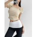 Square collar bow short sleeved T-shirt