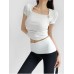 Square collar bow short sleeved T-shirt