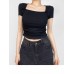Square collar bow short sleeved T-shirt