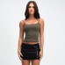 Versatile waist cinching slim fit solid color double rope short camisole top