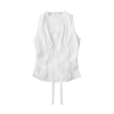 Lace lace slim fit and slimming patchwork V-neck sleeveless Lace lace slim fit and slimming patchwork V-neck sleeveless