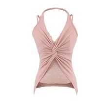 Lace patchwork neck hanging small camisole vest