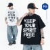Men's and Women's Keep Your Spirit Free Printed Round Neck Short Sleeve T-Shirt